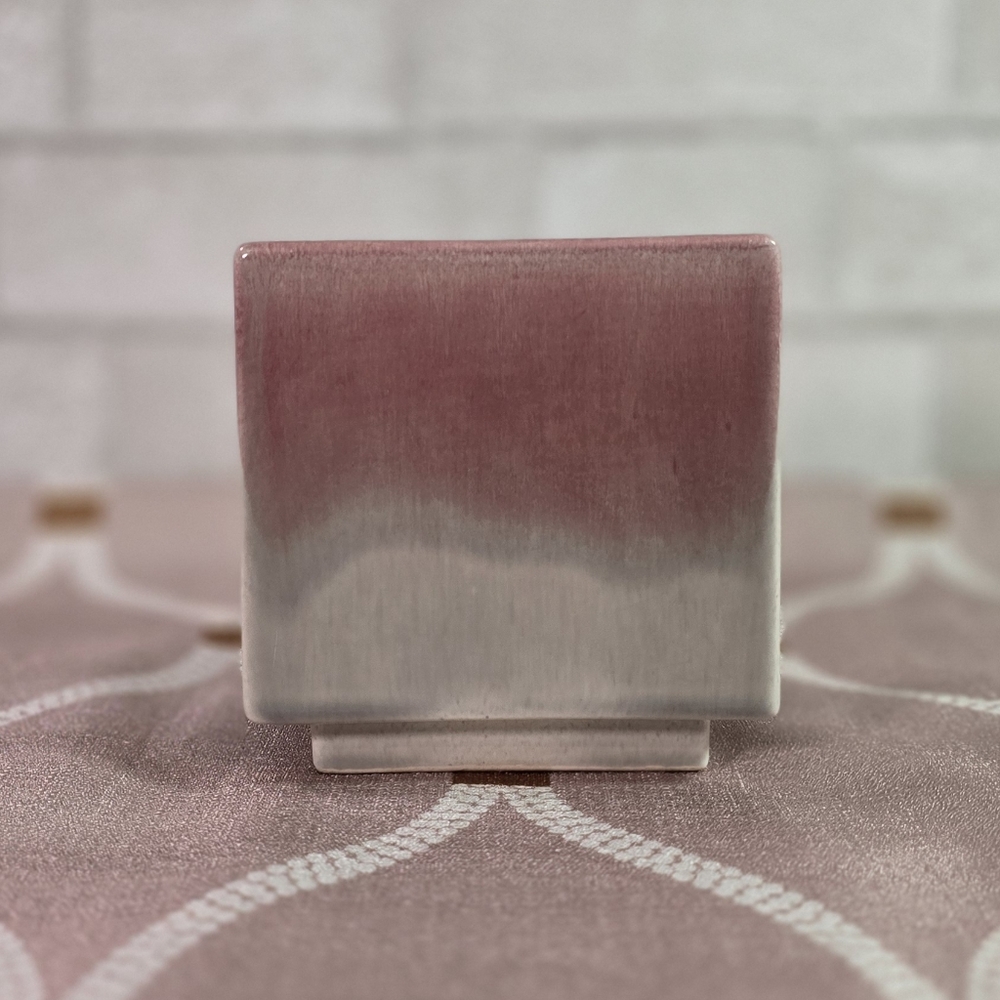 Midcentury MCM West Coast Pottery #203 Square Planter Vase Mauve Pink & Gray